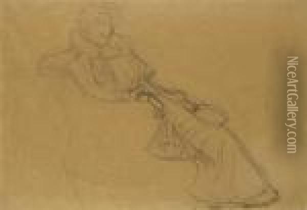 Sitzend Nach Rechts Im Dreiviertelprofil Oil Painting - Gustav Klimt
