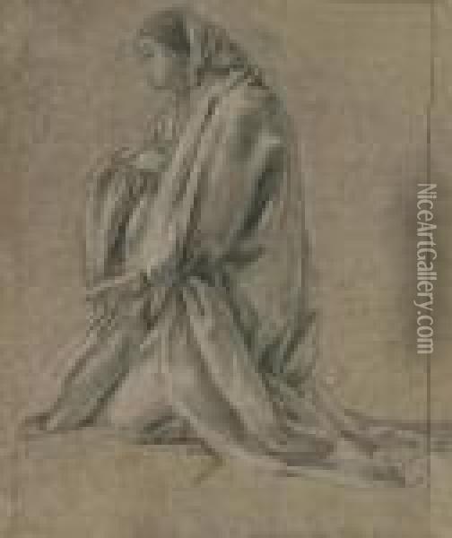 A Kneeling Woman Oil Painting - Eustache Le Sueur