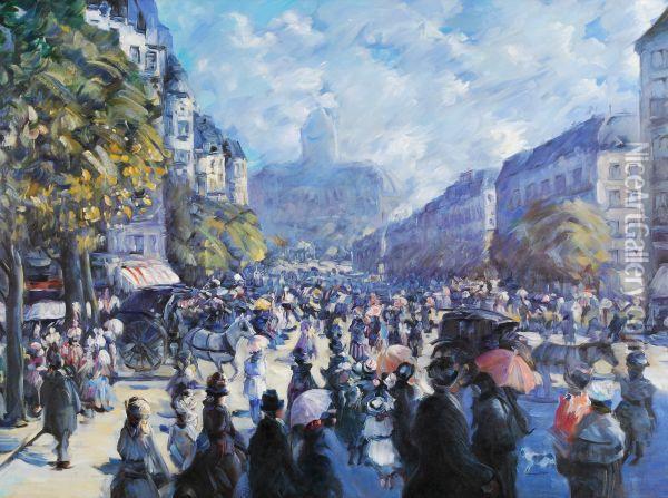 Busy Pairs Street Scene Oil Painting - Pierre Auguste Renoir
