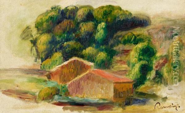 Toits Rouges Et Arbes Oil Painting - Pierre Auguste Renoir