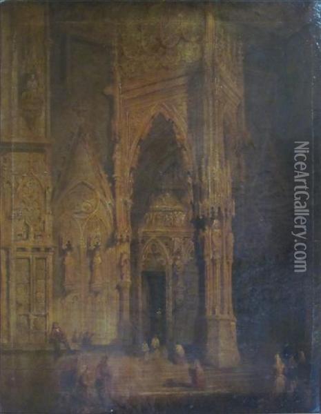 Cathedral Interior Oil Painting - David Roberts