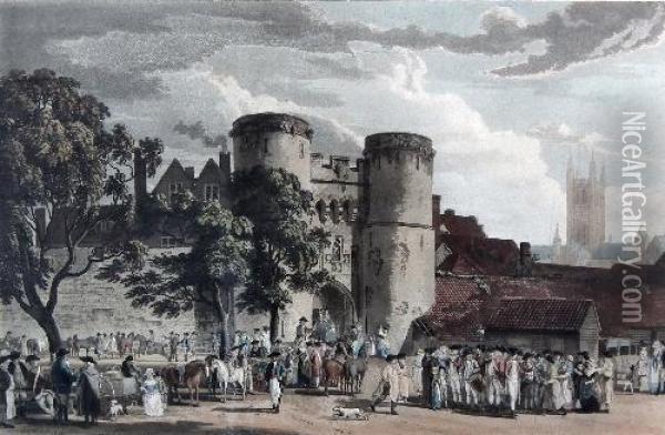 St. George's Gate At Canterbury Oil Painting - Paul Sandby