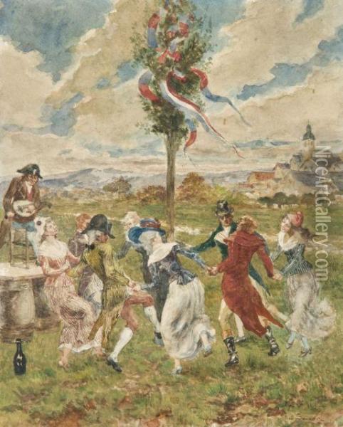 Danse Republicaine Autour De L'arbre De La Liberte Oil Painting - Noel Saunier
