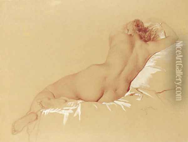 Reclining nude Oil Painting - Mihaly von Zichy
