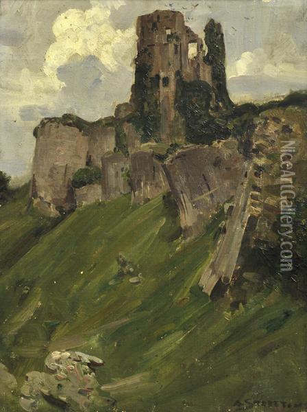 Corfe Castle Oil Painting - Arthur Ernest Streeton