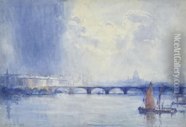 The Thames, London Oil Painting - Arthur Ernest Streeton