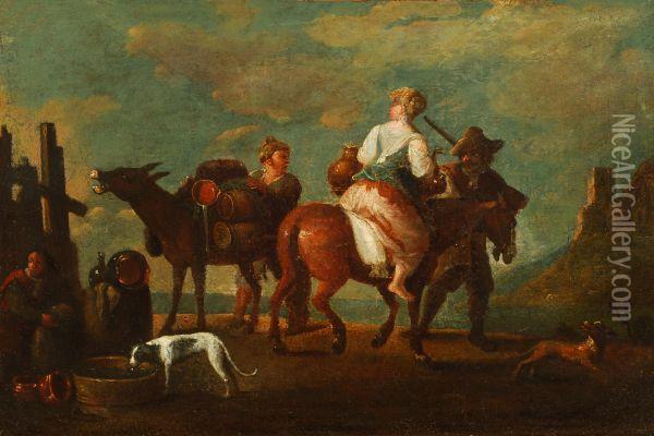 Travellers Resting Oil Painting - David The Younger Teniers