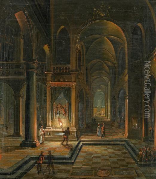 Church Interior Oil Painting - Hendrick van, the Younger Steenwyck