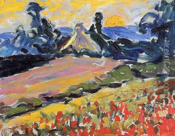 Landscape with Sunset Oil Painting - Henri Edmond Cross
