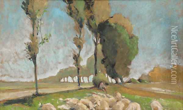 Berger et moutons Oil Painting - Henri Edmond Cross