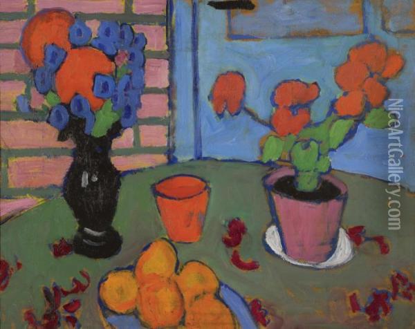 Stillleben Mit Blumen Und Orangen Oil Painting - Alexei Jawlensky