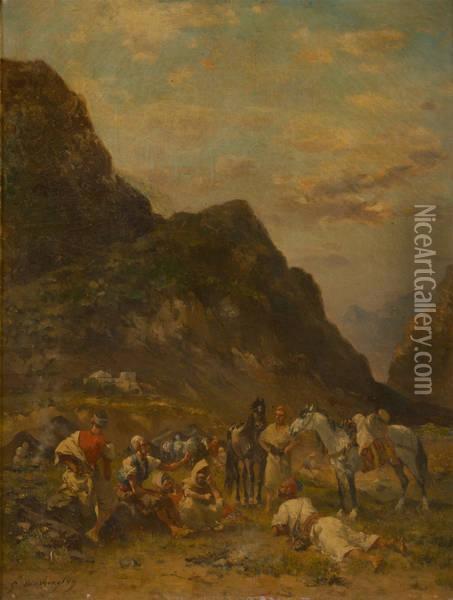 La Halte (orientaliste) Oil Painting - Georges Washington