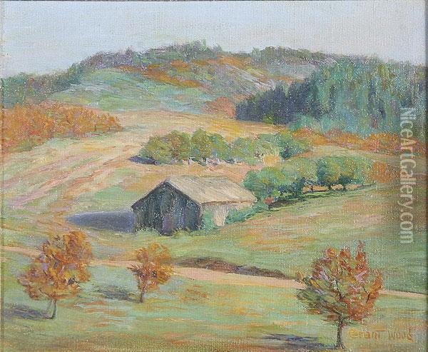 Early Fall Landscape Oil Painting - Grant Wood