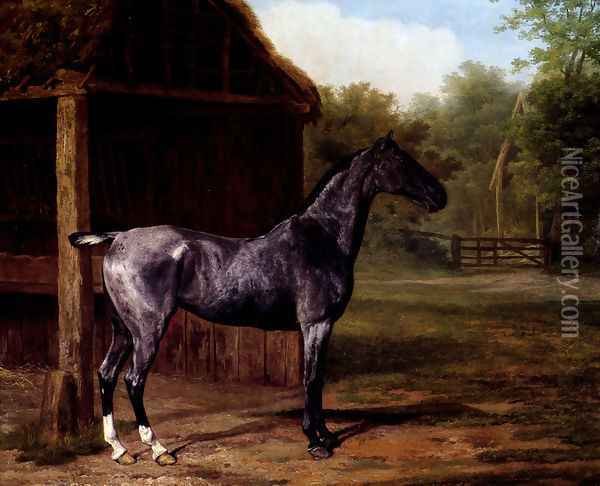 lord Rivers' Roan mare In A Landscape Oil Painting - Jacques Laurent Agasse