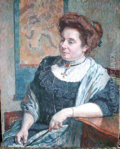 Madame Maurice Denis, 1908 Oil Painting - Theo van Rysselberghe