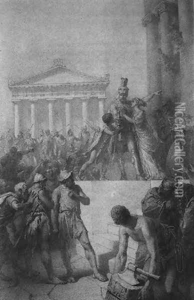 Illustration to Imre Madachs The Tragedy of Man- In Athens Scene 5 1887 Oil Painting - Mihaly von Zichy