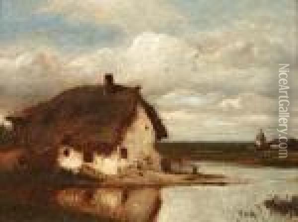  Chaumiere A Cayeux  Oil Painting - Jules Dupre