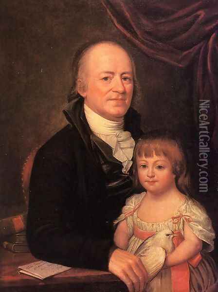 Thomas Elliott and His Granddaughter Deborah Hibernia Oil Painting - Charles Willson Peale