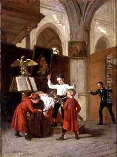 An Impromptu Concert Oil Painting - Theophile-Emmanuel Duverger