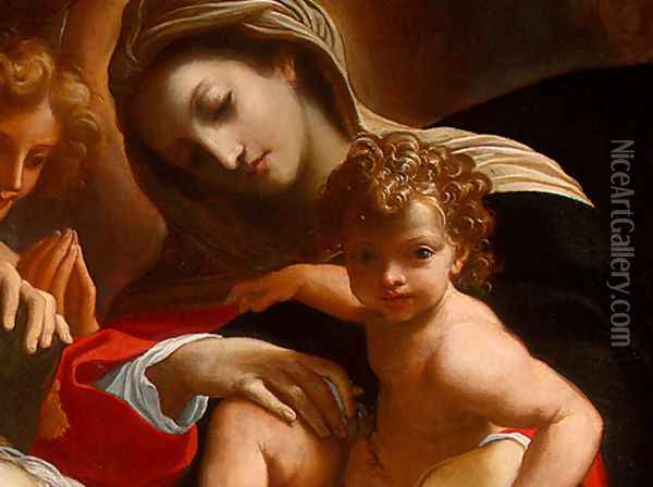 The Dream of Saint Catherine of Alexandria (detail) c. 1593 Oil Painting - Lodovico Carracci
