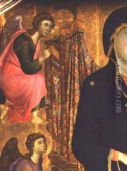 Madonna and Child Rucellai Madonna detail of an angel Oil Painting - Buoninsegna Duccio di