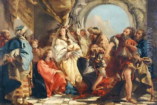 Christ and the Woman taken in Adultery Oil Painting - Giovanni Domenico Tiepolo