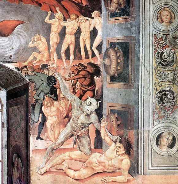 The Damned Being Plunged into Hell (detail-2) 1499-1502 Oil Painting - Francesco Signorelli