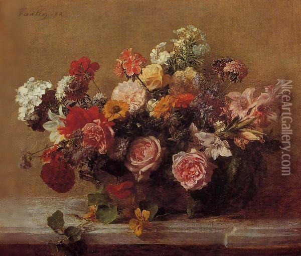 Flowers VI Oil Painting - Ignace Henri Jean Fantin-Latour