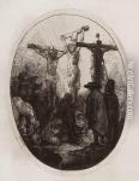 Cristo En La Cruz Entre Dos Ladrones Oil Painting - Rembrandt Van Rijn