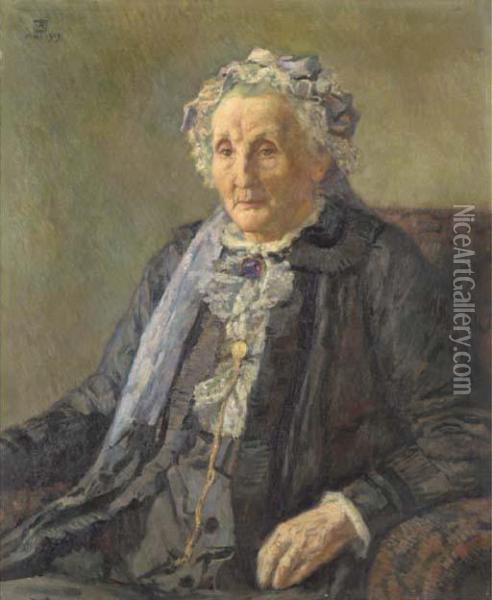 Portrait De Madame Monnom Oil Painting - Theo van Rysselberghe