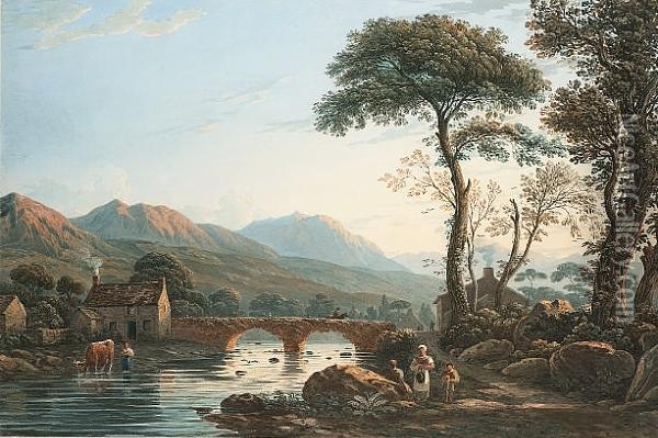 View Of Moel Hedog (sic), Near Beddgelert, North Wales Oil Painting - John Varley