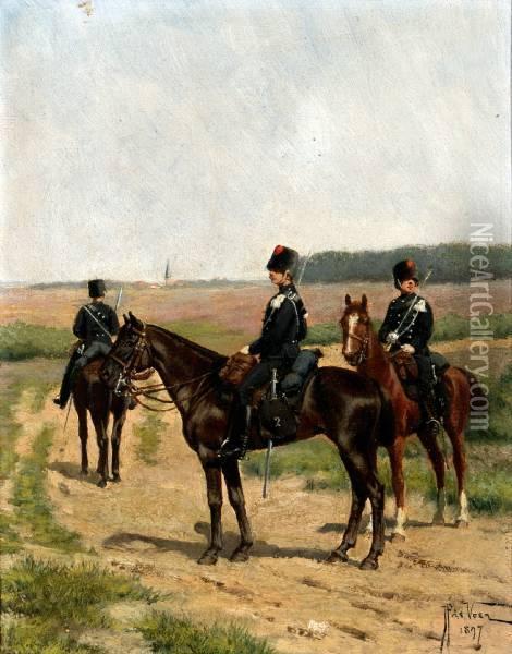Pointe D'avantgarde Infant. Hollandais, 2mme Regiment Oil Painting - Justus Pietrus De Veer
