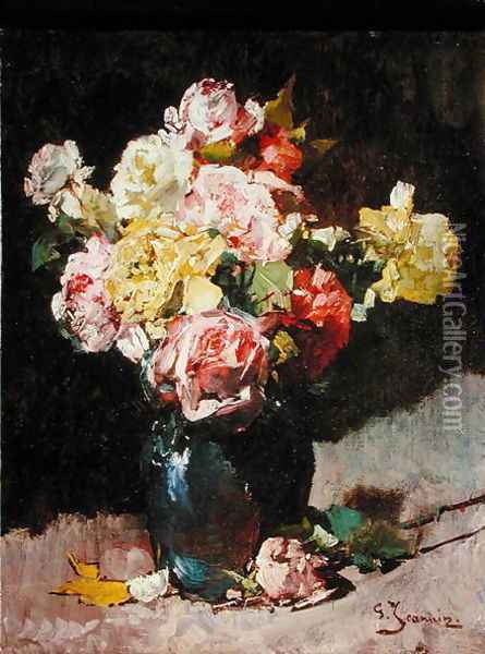 Vase of flowers Oil Painting - Georges Jeannin