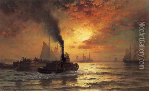 New York Harbor II Oil Painting - Edward Moran