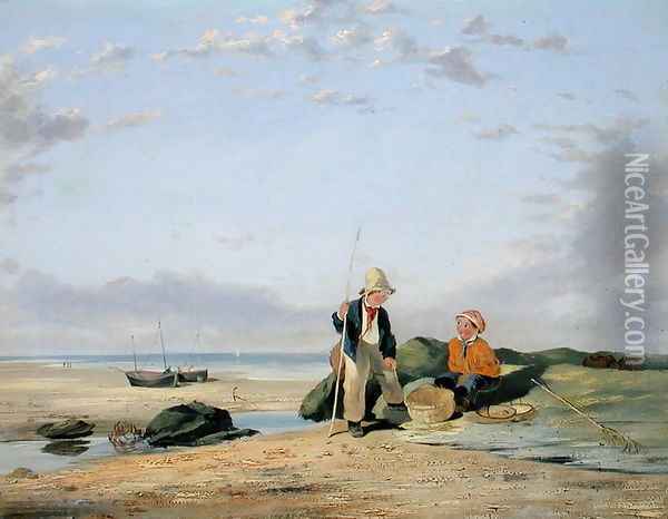 Figures on a Beach Oil Painting - William Collins