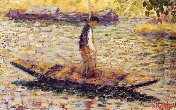 Riverman Aka Fisherman Oil Painting - Georges Seurat