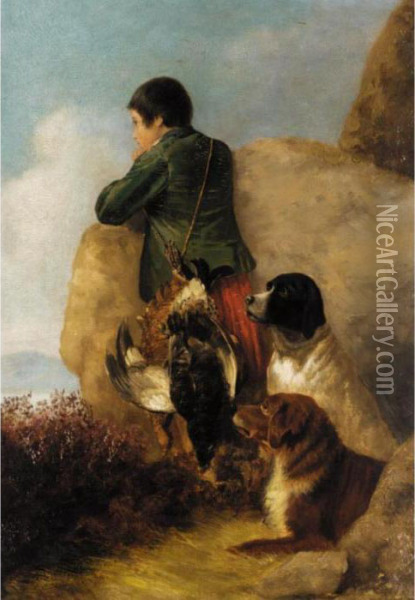 Boy With Game And Dogs Oil Painting - Richard Ansdell