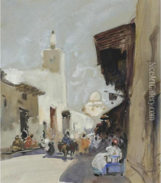 A North African Street Scene Oil Painting - Hercules Brabazon Brabazon