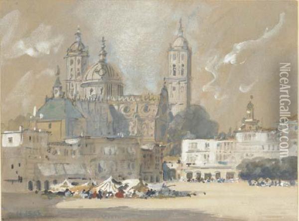 Possibly Salamanca Cathedral, Valencia, Spain Oil Painting - Hercules Brabazon Brabazon