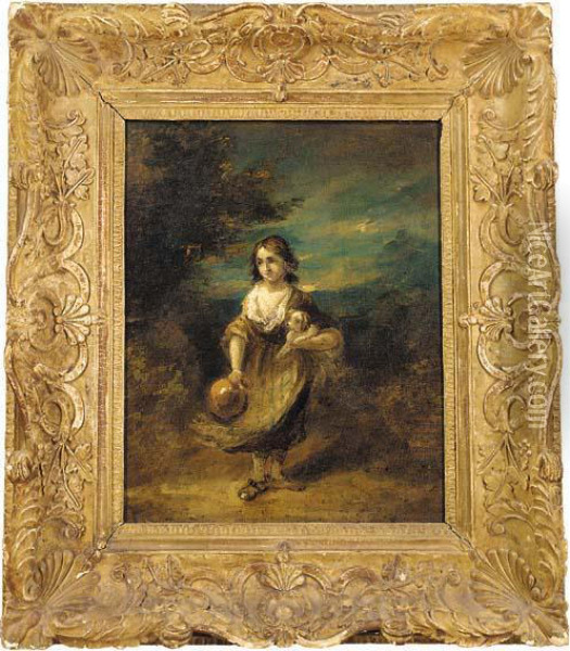 Cottage Girl With Dog And Pitcher Oil Painting - Thomas Gainsborough