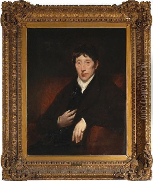 A Portrait Of A Gentleman, Half-length, In A Black Coat Oil Painting - Sir Thomas Lawrence
