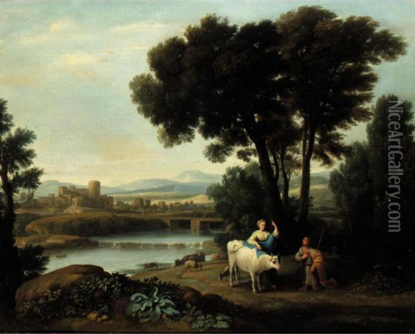 A Landscape With Juno Putting Io Under The Care Of Argus Oil Painting - Claude Lorrain (Gellee)