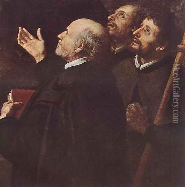 The Infant Jesus Distributing Bread to Pilgrims (detail-1) 1678 Oil Painting - Bartolome Esteban Murillo