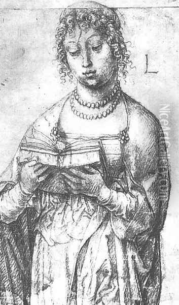 Girl Reading 1522 Oil Painting - Lucas Van Leyden