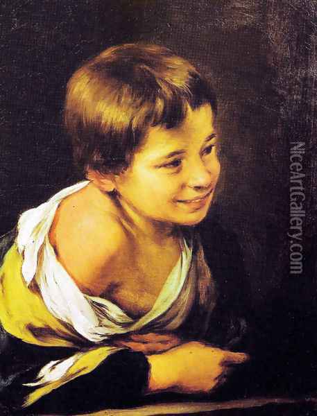Child supported by a parapet Oil Painting - Bartolome Esteban Murillo