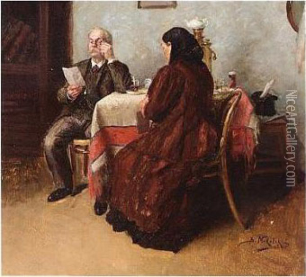 The Letter Oil Painting - Vladimir Egorovic Makovsky