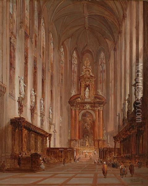 St. Pauls, Antwerp Oil Painting - Alfred Pollentine