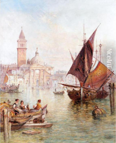 View Of San Giorgio Maggiore, Venice Oil Painting - Alfred Pollentine