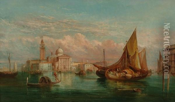 Boats Off San Giorgio Maggiore Oil Painting - Alfred Pollentine