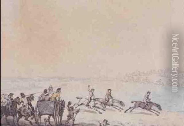 The Horse Race Oil Painting - Thomas Rowlandson